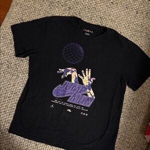 Nike Black T-Shirt with Purple and Multicolor Graphic